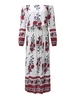 Women Floral Sexy Loose Split Hem Long Sleeve Strapless Dress