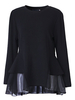 Women Flouncing Hem Long Sleeve Solid Color Shirts