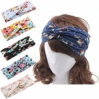 Women Flower Elastic Twisted Turban Hair Band Knotted Headband Yoga Head Wrap