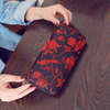Women Flower Pattern Elegant Long Wallet Zipper Purse 6inch Phone Bags