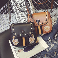 Women Flower Pattern Pearl Decoration Shoulder Bag Crossbody Bags