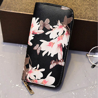 Women Flower Print Stylish Long Wallet Card Holders Purse