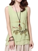 Women Flower Printed Layered Linen Tank Top