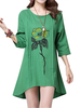 Women Flower Printing Irregular Cotton Linen Mini Dress