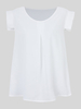 Women Fly Sleeve O Neck Pleats Pure Color Chiffon Top T-Shirt