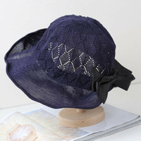 Women Foldable Breathable Hollow Bow-knot Fisherman Hat Casual Outdoor Sunshade Bucket Hat