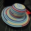 Women Foldable Folk-custom Rainbow Striped Basin Cap Fisherman Hat Casual Travel Sunshade Bucket Hat