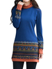 Women Folk Style Printed Long Sleeve Patchwork Turtleneck T-shirts