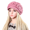 Women Fur Blend Wool Beret Hat Soft Ear Warm Plush Beanie Ski Hat