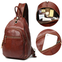 Women Genuine Leather Crossbody Bag Vintage Chest Bag Retro Shoulder Bag