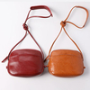 Women Genuine Leather Solid Color Vintage Phone Bag Mini Crossbody Bag Shoulder Bag