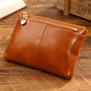 Women Genuine Leather Vintage Pure Color Wallet Coins Bags Card Holder Change Bags