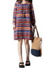 Women Geometric Patterns Printed Long Sleeve Knee-Length Dress