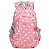 Women Girl Large Capacity Backpack Sweet Heart Print Casual School Bags