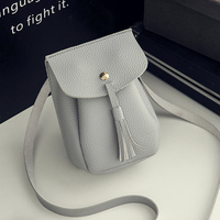 Women Girl PU Leather Stylish Tassel Shoulder Bag 6inch Phone Bag
