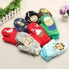 Women Girls Cute Cartoon Pattern Cotton Blend Gloves Full Finger Fleece Lining Mittens