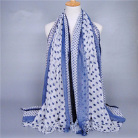 Women Girls Long Soft Dots Printed Cotton Scarf Wrap Shawl Large Scarves Stole