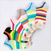 Women Girls Rainbow Candy Color Stripes Breathable Stretchy Cotton Ankle Boat Socks