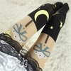Women Girls Student Stars Moon Tattoo Printing Anti - hook False High Tube Pantyhose