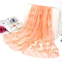 Women Golden Butterfly Print Scarf Soft Long Scarf Warm Wrap Shawl