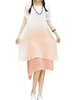 Women Gradual Change Color Fake Two-piece Midi Dress