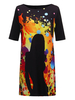 Women Graffiti Printed Half Sleeve Straight Mini Dress