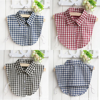 Women Grid Buttons Tops Shirt Fake False Collar Choker Necklace