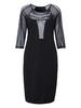 Women Grid Patchwork Hollow Out Long Sleeve Bodycon Pencil Dress