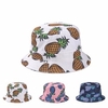 Women Grils Cartoon Pineapple Printed Bucket Hats Outdoor Sun Caps