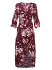 Women Half Sleeve B Neck Flower Printing Split Asymmetric Maxi Dress