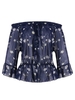 Women Half Sleeve Floral Printed Off Shoulder Chiffon Blouse