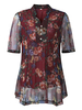 Women Half Sleeve Floral Printed V-Neck Chiffon T-shirts