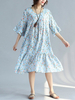 Women Half Sleeve Floral Printed V-Neck Mid-Long Dresses