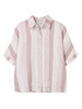 Women Half Sleeve Lapel Striped Loose Blouse