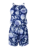 Women Halter Floral Printed Backless Drawstring Romper Jumpsuit