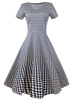 Women Hepburn Style High Waist Short Sleeve Vintage Dresses