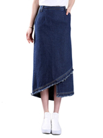 Women High Waist Tassels Split Pencil Denim Skirt