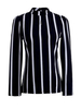 Women Hollow Out Chiffon Stripe Long Sleeve Blouse