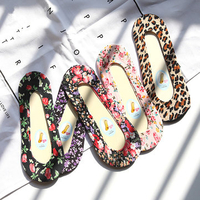 Women Invisible Antiskid Cotton Boat Socks Floral Shallow Liner No Show Peep Low Cut Hosiery