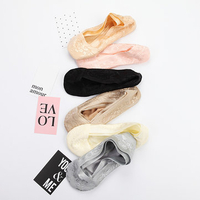 Women Invisible Antiskid Lace Cotton Boat Socks Shallow Liner No Show Peep Low Cut Hosiery