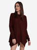 Women Irregular Hem Long Sleeve O-Neck Pure Color Sweaters