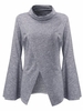 Women Irregular Turtleneck Horn Sleeve T-shirt