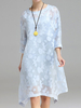 Women Jacquard Embroidery Asymmetrical Two-Piece Dresses