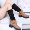 Women Knitted Wool Leg Warmers Button Socks Hollow Out Boot Socks