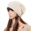 Women Knitted Woolen Stripe Beanie Cap Casual Foldable Warm Head Hat