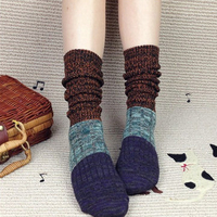 Women Knitting Crochet Stripe Legs Socks Harajuku Style Patchwork High Hosiery Stocking