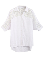 Women Lace Crochet Patchwork Hollow Out Blouse