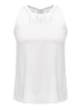 Women Lace Patchwork Back Zipper Sleeveless Chiffon Tank Top