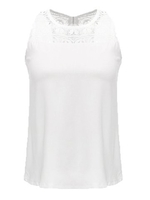 Women Lace Patchwork Back Zipper Sleeveless Chiffon Tank Top