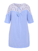 Women Lace Patchwork Half Sleeve V-Neck Casual T-shirts